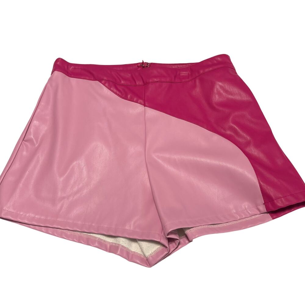 Lelis Colorblock Faux Leather Skort Pink Two Tone Mini Skirt Shorts M